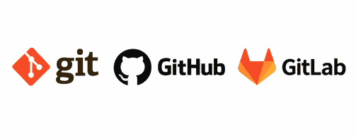 Logos du logiciel de gestion de versions Git et de ses services GitHub et GitLab