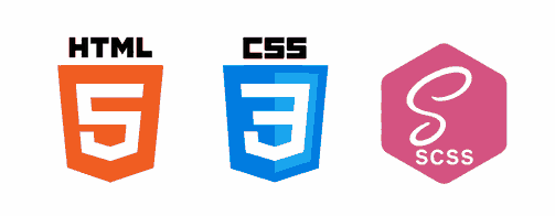 Logos des langages Web HTML, CSS et SCSS